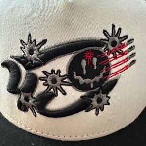 Stylish White and Black Embroidered Hat